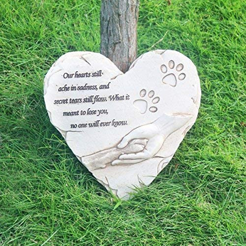 Heart Shaped Pet Dog Memorial Stones Grave Markers, Pet Dog Loss Stones Heads…