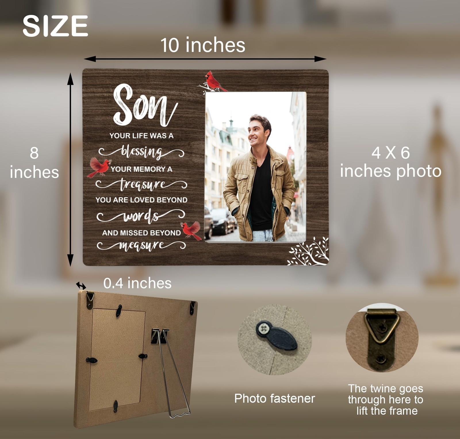 Son Memorial Wooden Picture Frame, In Loving Memory Remembrance Photo Frame G…