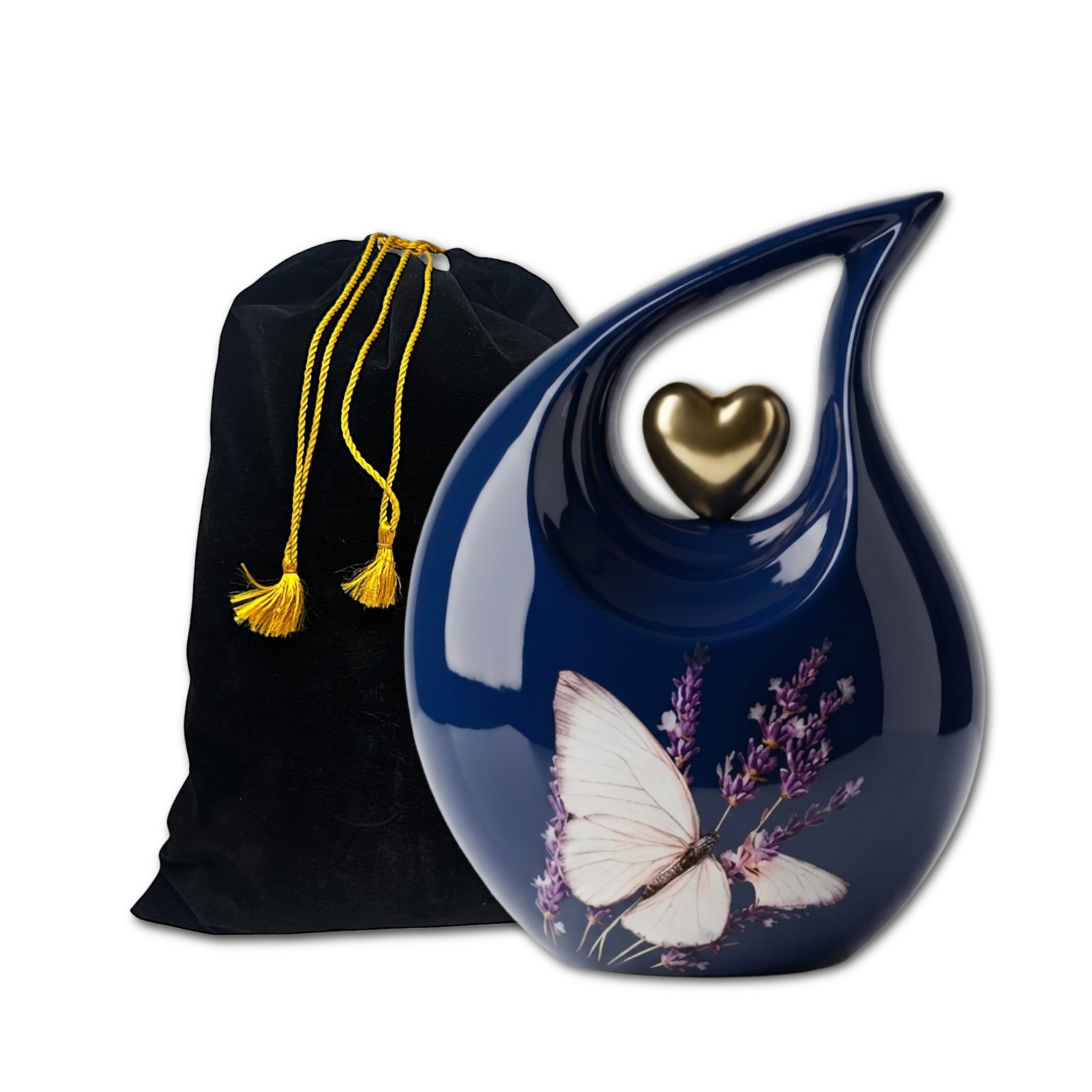 Blue Teardrop Cremation Urn Adult Human Ashes 200 Cu In Memorial Love Ones Earns