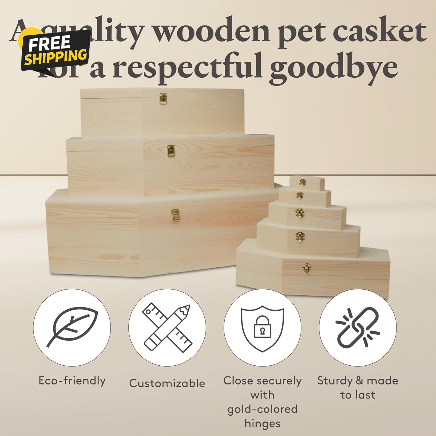 Pet Casket – 30″ Wooden Burial Box for Dogs and Cats, Strong and Safe Baltic