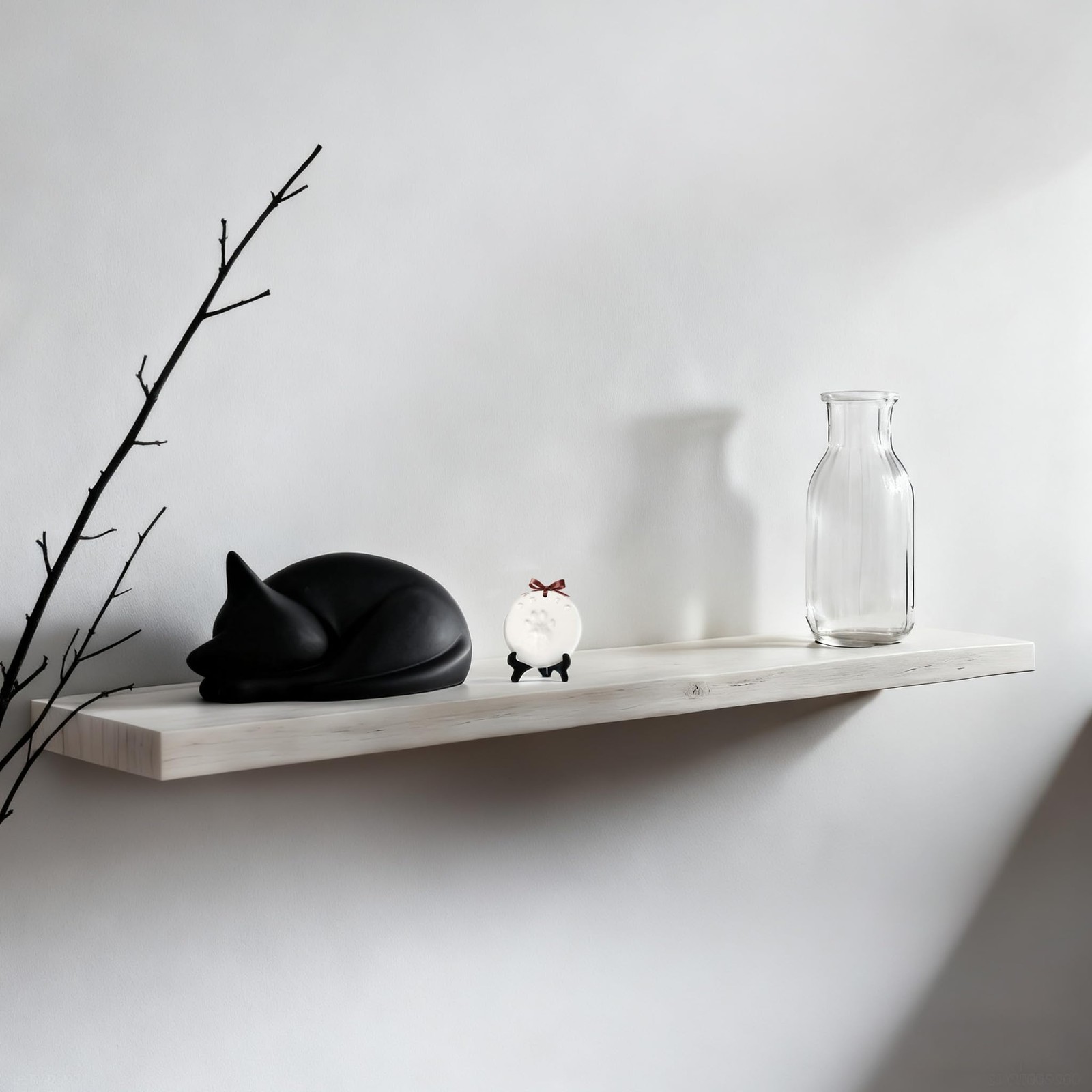 Sleeping Cat Urn for Ashes with Paw Print Kit, Capacity 0.5L, Carefully Black