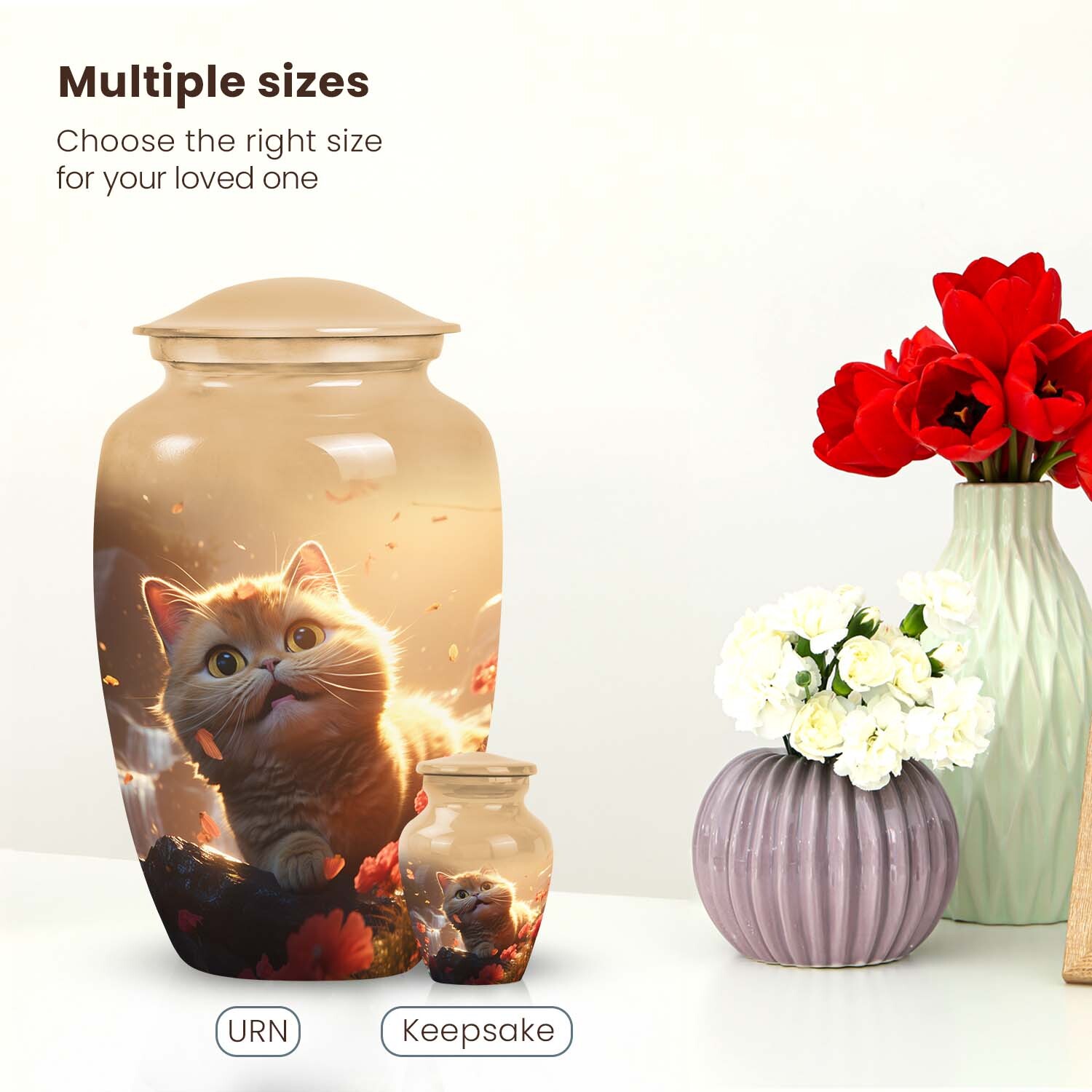 Classic Cat Design Pet Cremation Urn | Container For Cat Ashes