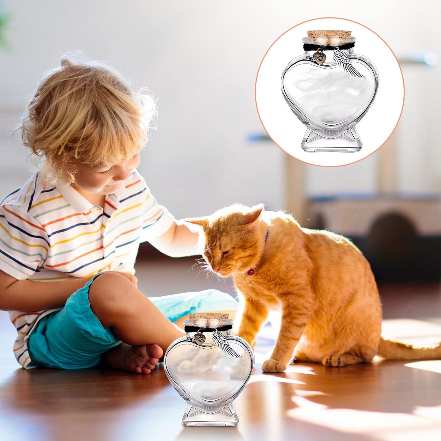 Eaasty 2 Sets Memorial Bottle for Pet Hair, Pet Fur Keepsake Fur Memorial, Clear