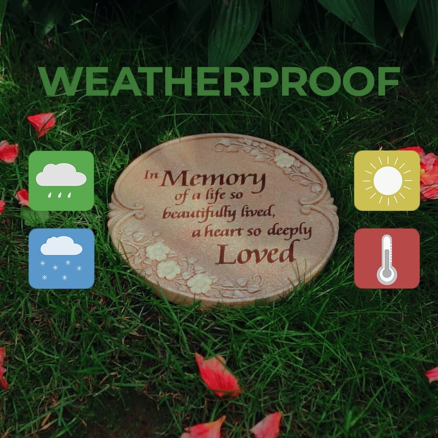 Luminous Memorial Stone – Memorial Stepping Stone – in Memory of Loved One Gi…