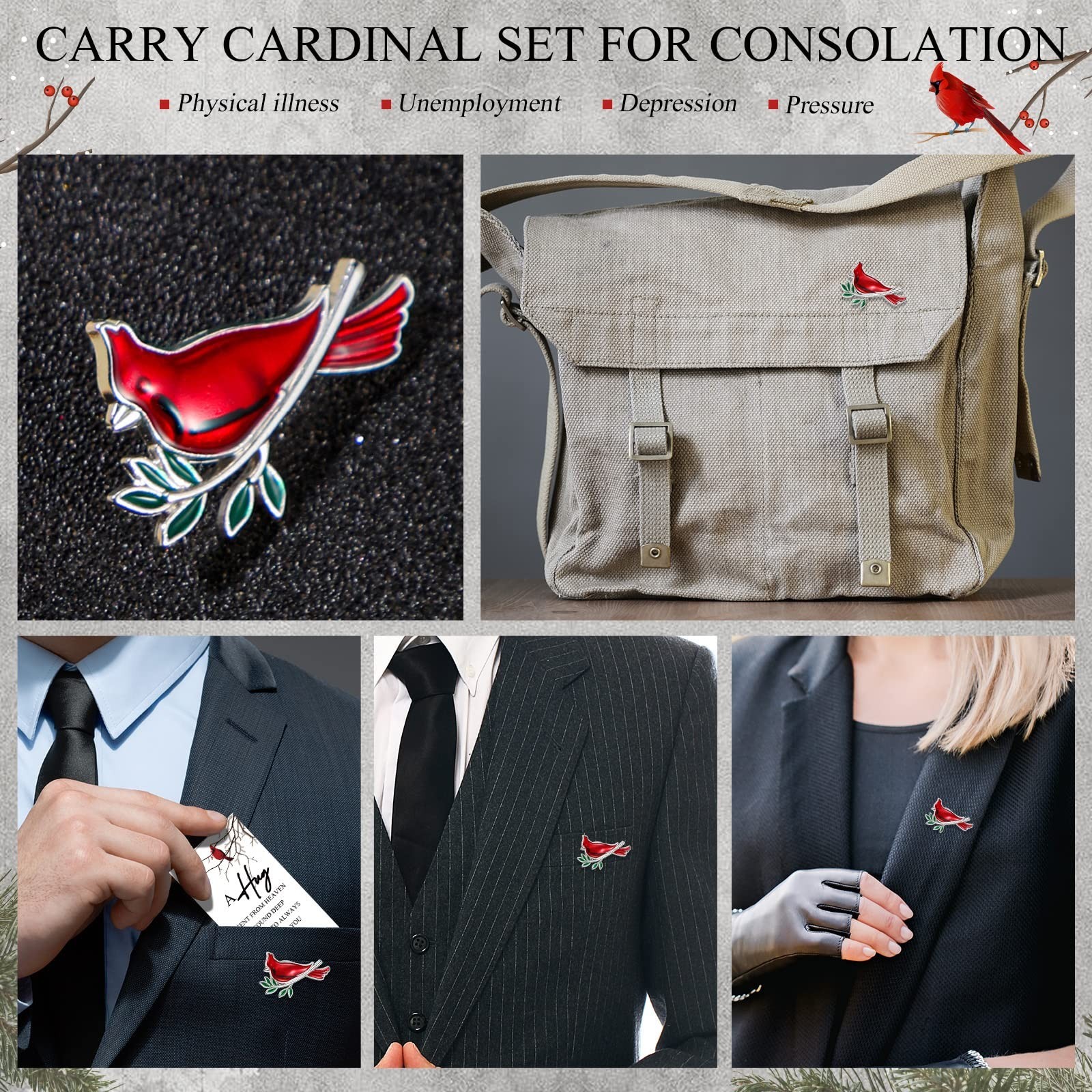 SATINIOR Set of 10 Cardinal Pins Funeral Favors Red Cardinal Brooch Memorial …