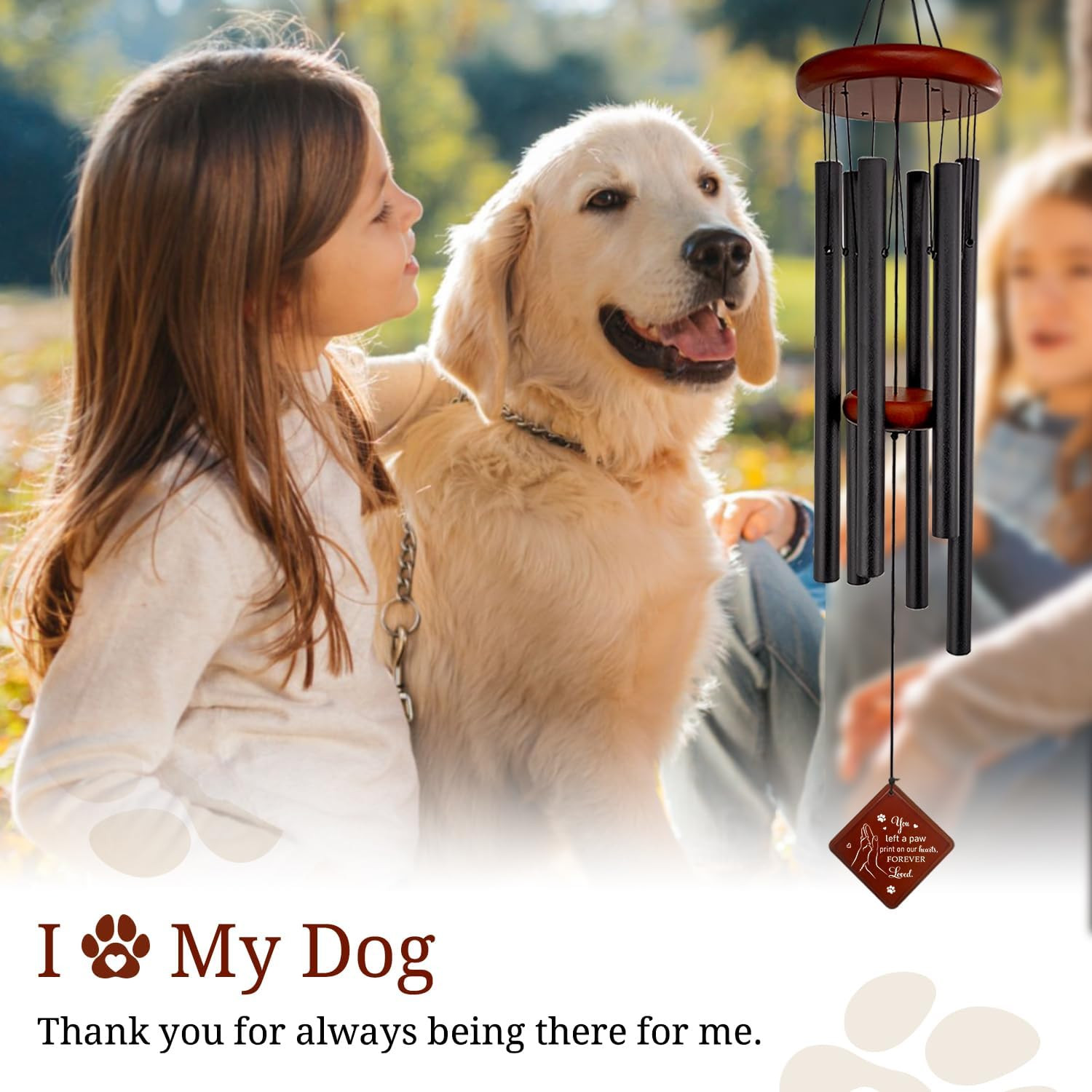 Pet Memorial Gifts for Loss of Dog, 26″ Pet Memorial Wind Chimes for Outside, Lo