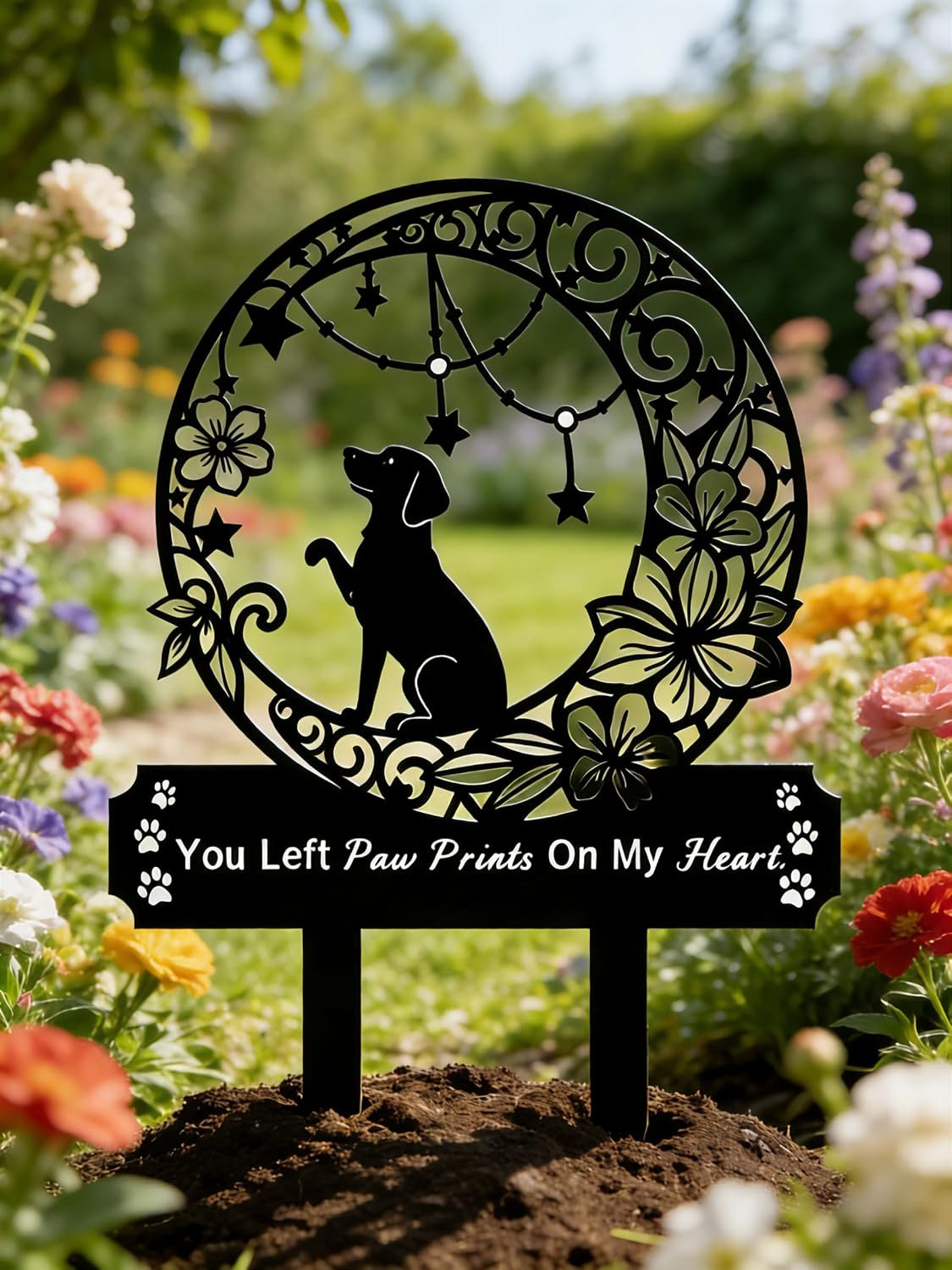 Dog Grave Marker Memorial,Metal Pet Grave Decorations for Cemetery,Dog