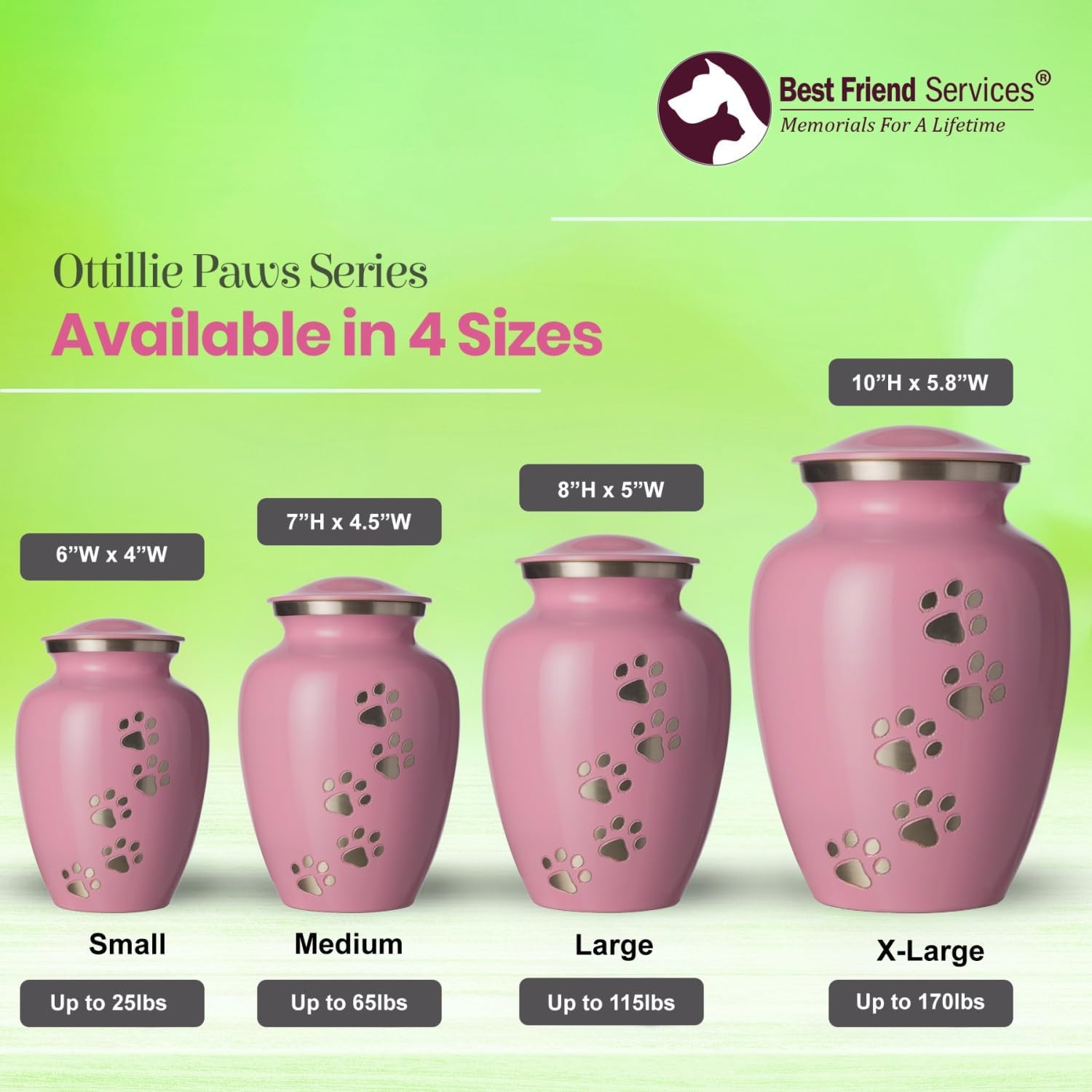 Pet Urn for Dogs Aluminum Memorial Cremation Urn (Large – Pets up to 115lb) Pink