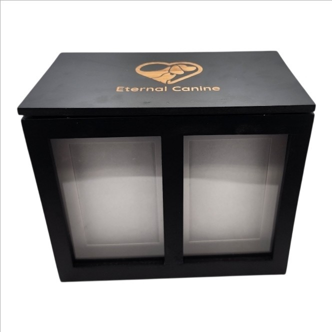 Pet Memorial Urn Wooden Keepsake Box Shadow Box Paw Print Photo Album Set