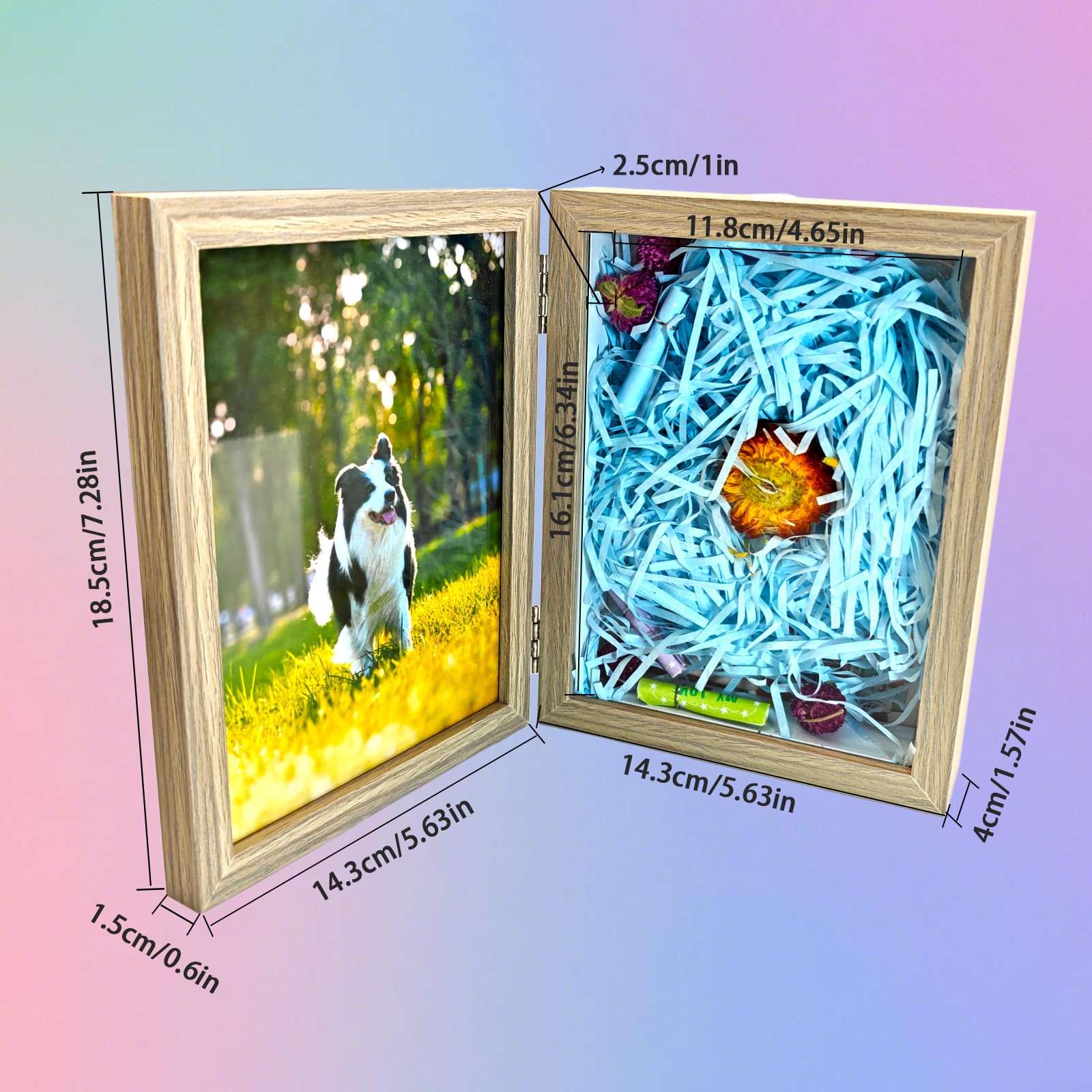 5×7 Pet Memorial Shadow Box for Dog Cat Triple Photo Frame Keepsake Photo Frame