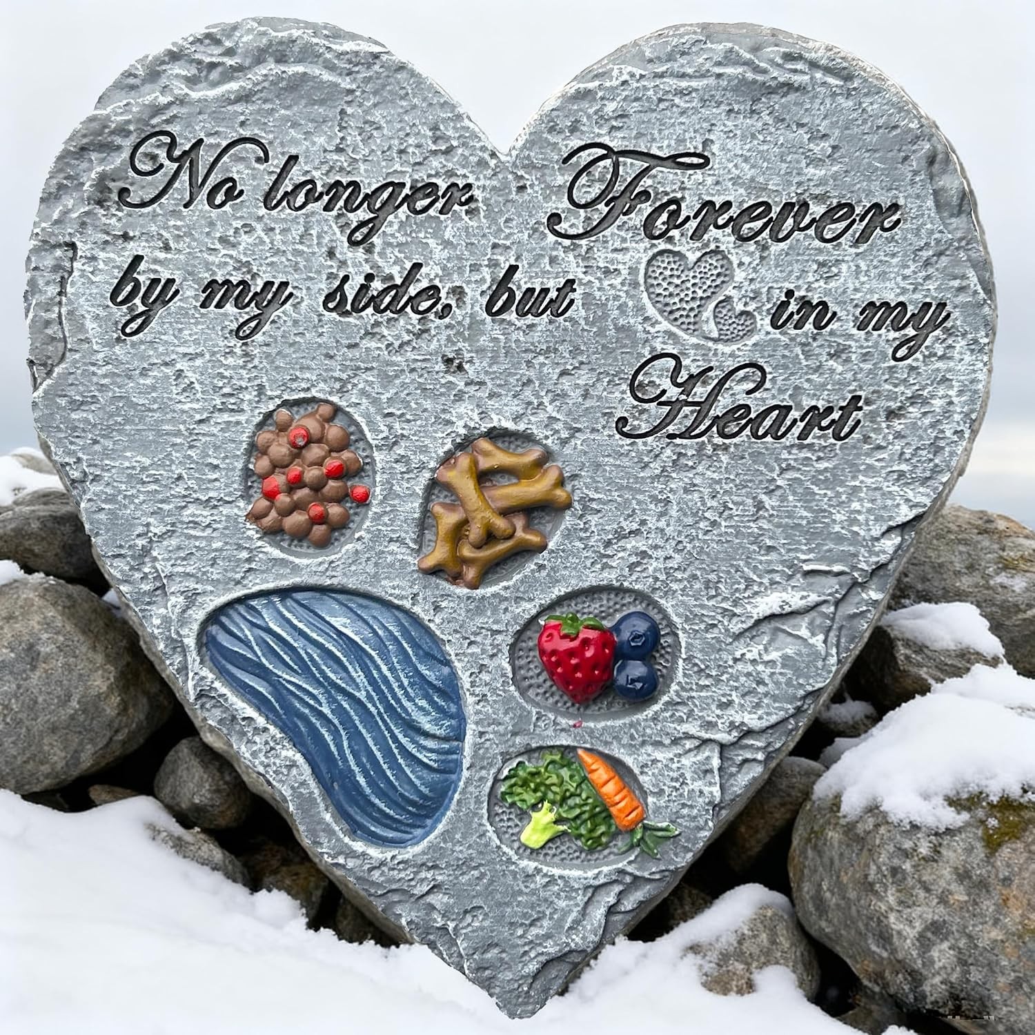 Heart Dog Memorial Garden Stone Paw Print Pet Loss Sympathy Grave Marker Decor