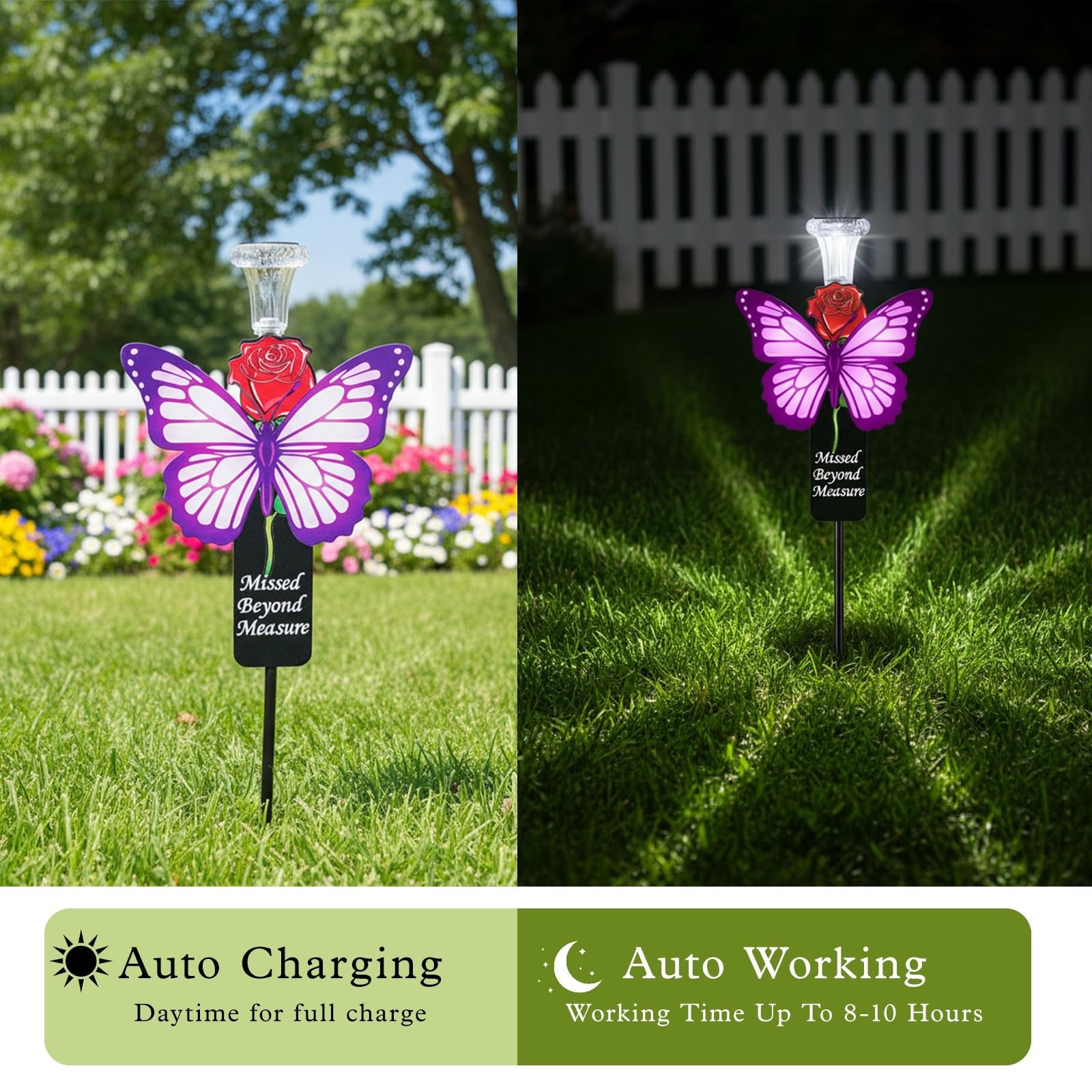 Solar Purple Butterfly Memorial Stake – Missed Beyond Measure Engraved Metal …