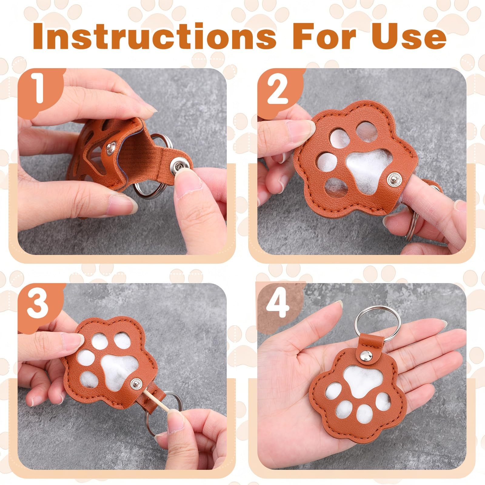 TIESOME 6Pcs Pet Hair Storage Keychain, Dog Cat Hair Collector Paw Shaped fur…