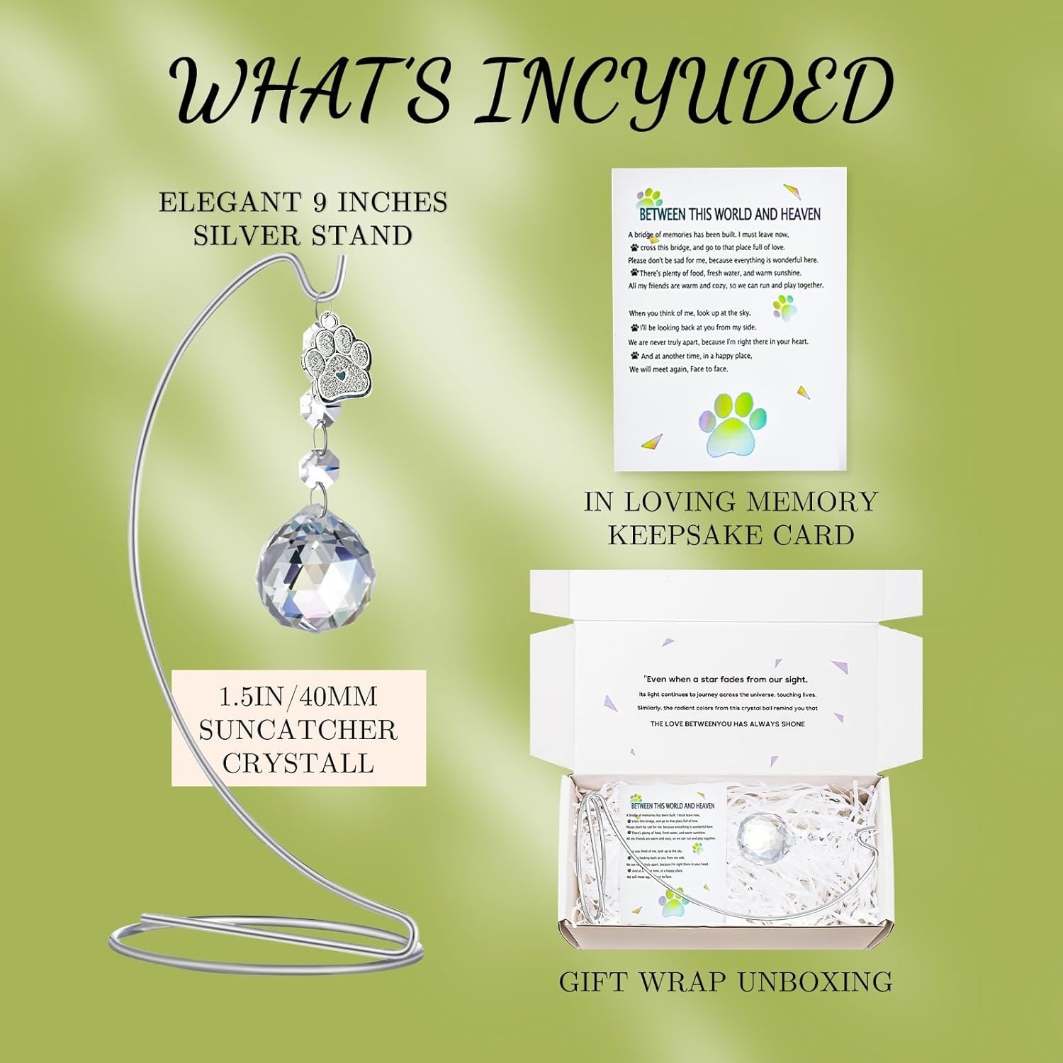 Heartfelt Pet Loss Sympathy Gift – 40mm Crystal Suncatcher in Elegant Gift Box