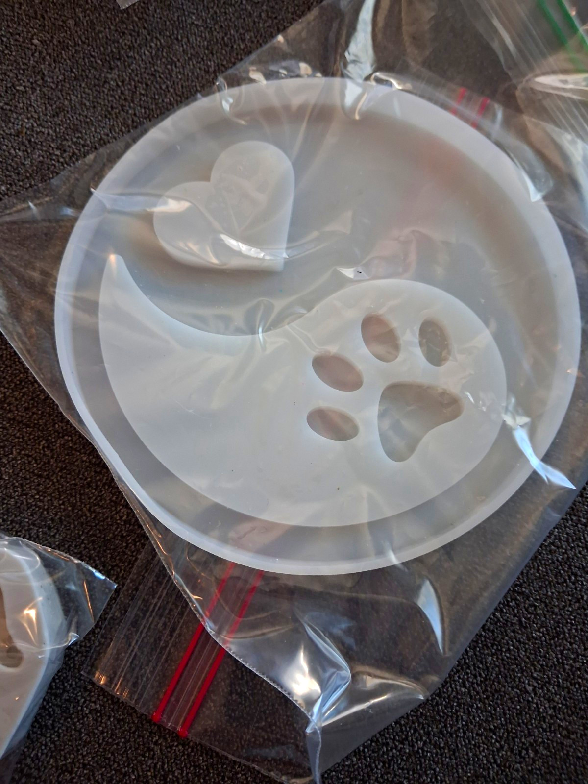 Pet Memorial Round Coaster Paw Print Insert + Small Heart