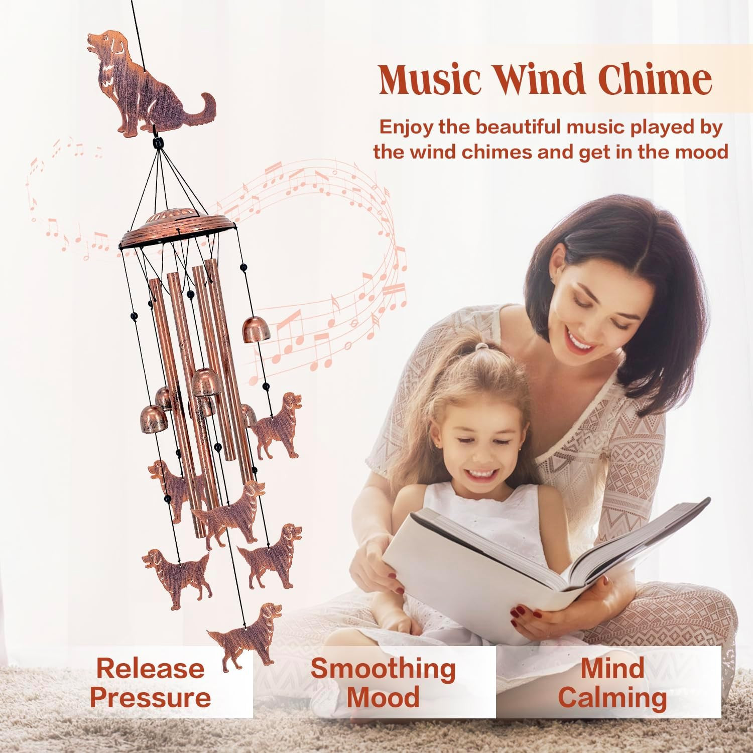 Golden Retriever Dog Wind Chimes for Outside,Dog Gifts for Women Men/Memorial Gi