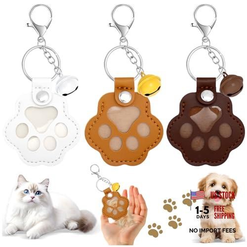 3Pcs Dog Hair Keychain Pet Fur Keepsake Cat Pet Hair Keychain with Bell