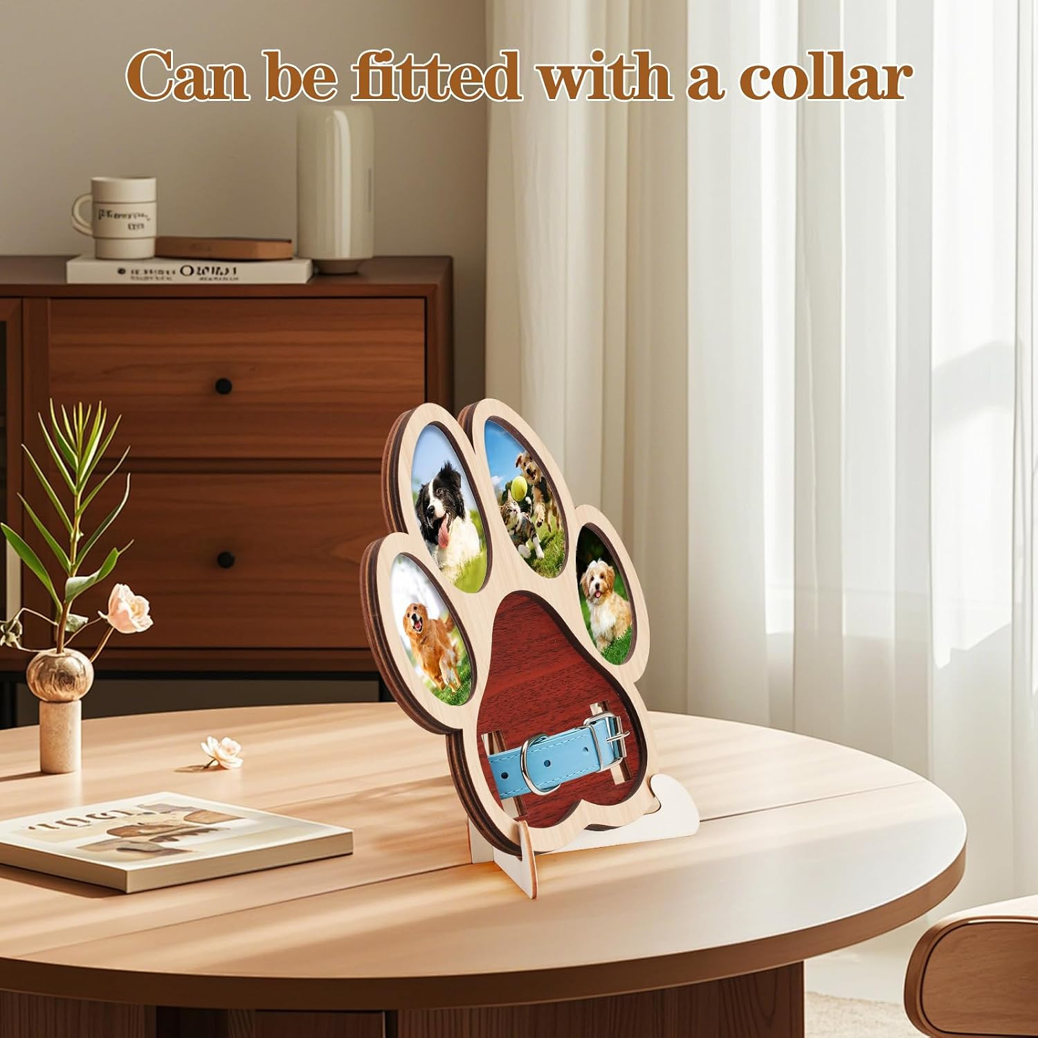 Pet Memorial Paw Photo Frame 4 Photo Collage Display for Dogs & Cats, Dog Keepsa