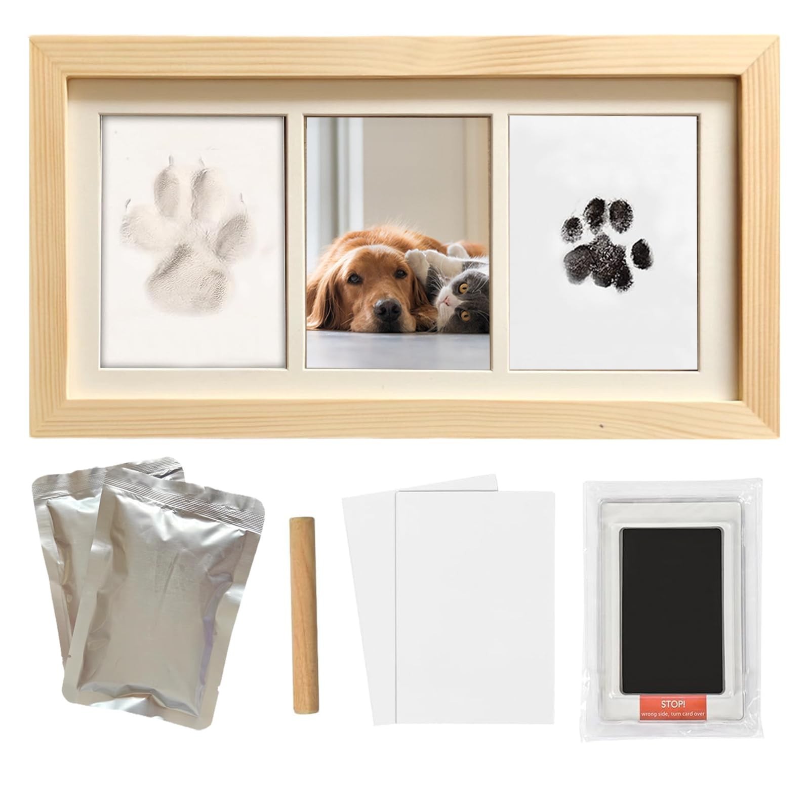 ZAPVLVT Paw Print Impression Kit for Dogs and Cats, 2 Clay, Large Ink Pad, Wo…