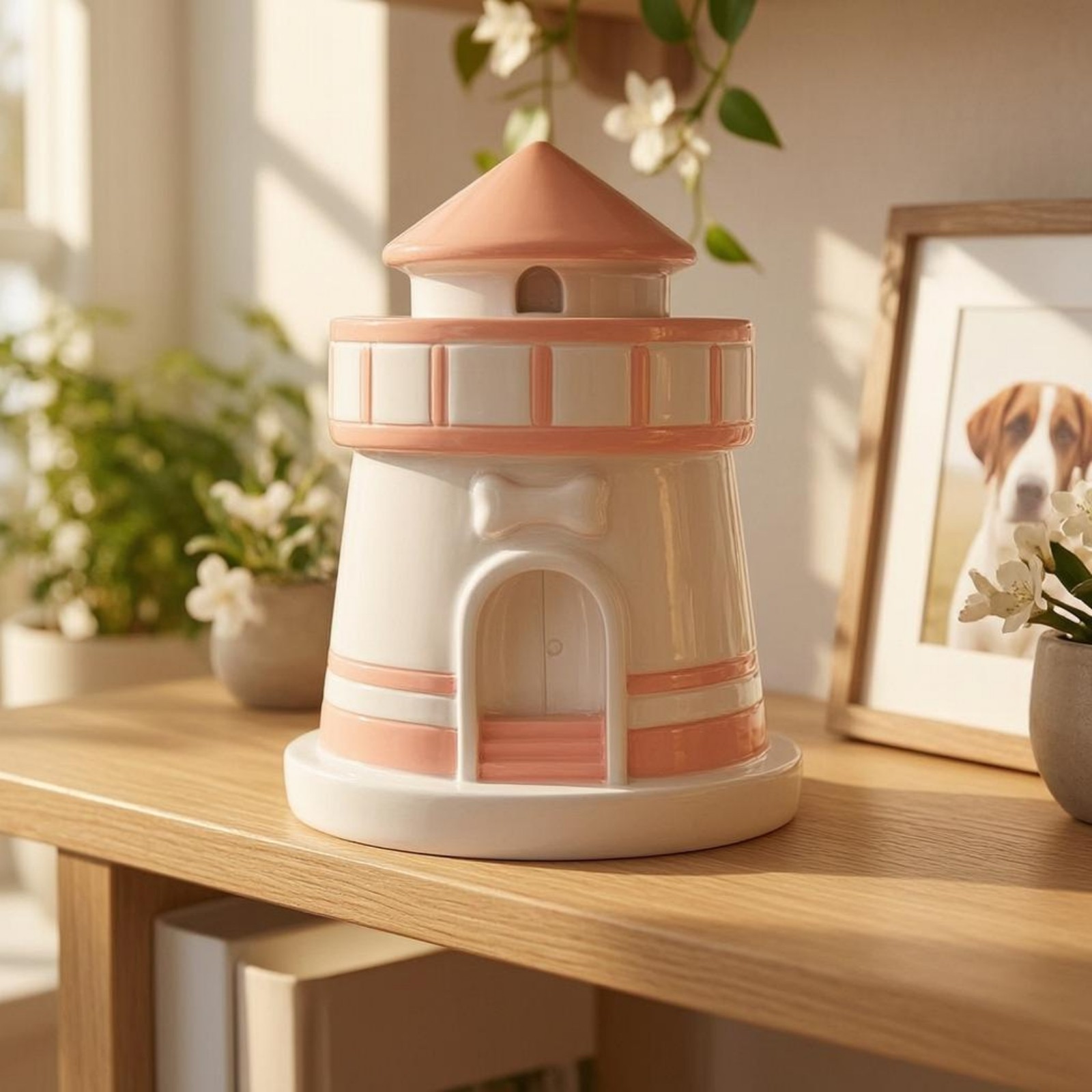 Pet Memorial Urn Round Base Lighthouse Container Decorative