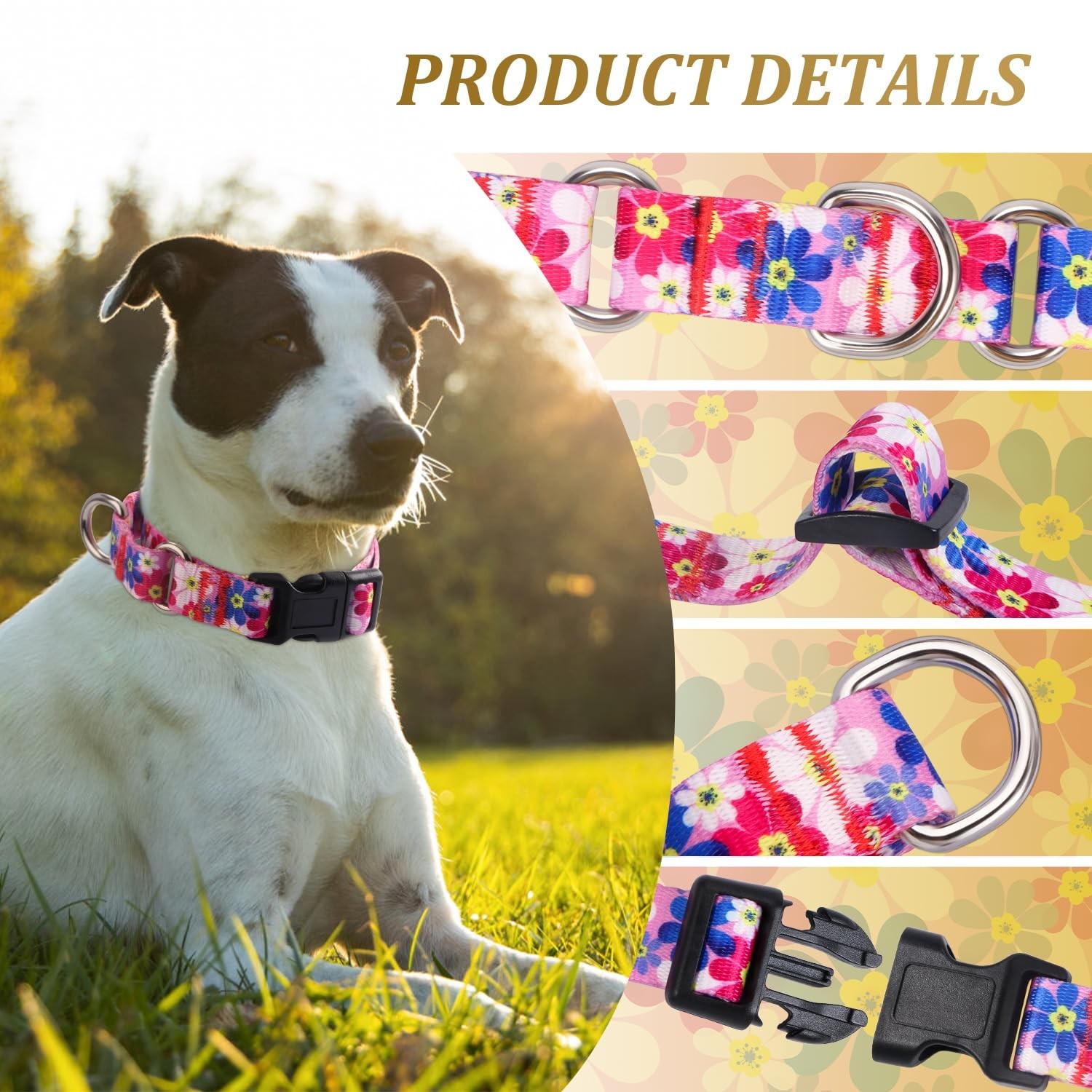 Dog Martingale Collar with Quick Release Buckle, Adjustable Soft Escape Proof…
