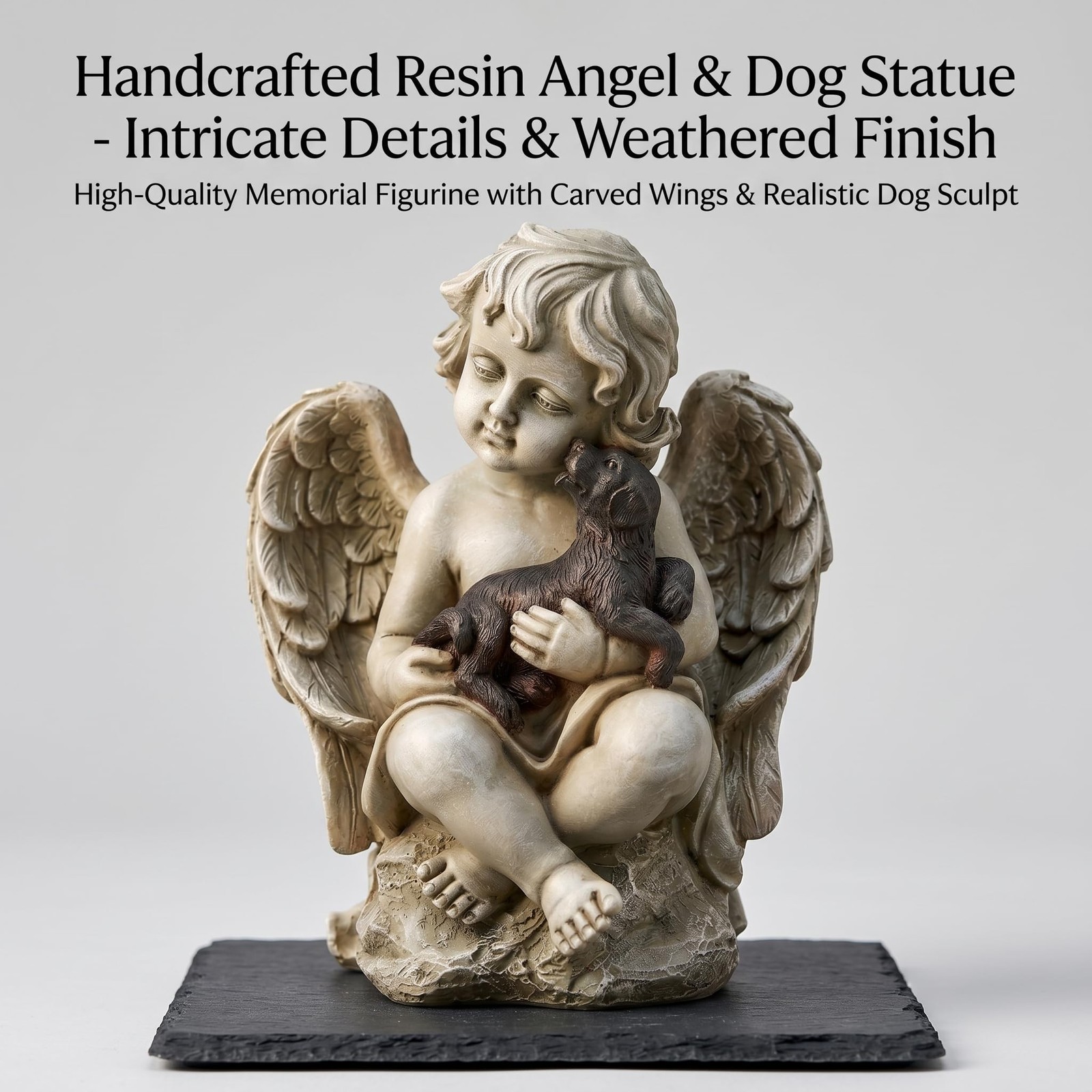 Topadorn Angel Wings Dog Memorial Statue, Heartfelt Resin Pet Figurine for Ho…