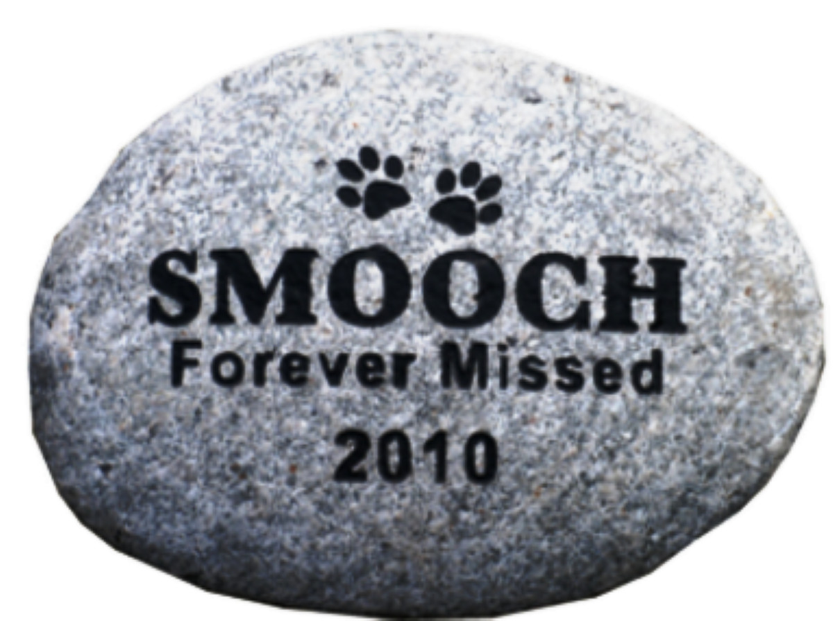 pet memorial grave marker -10″ personalized – custom engraved – river rocks
