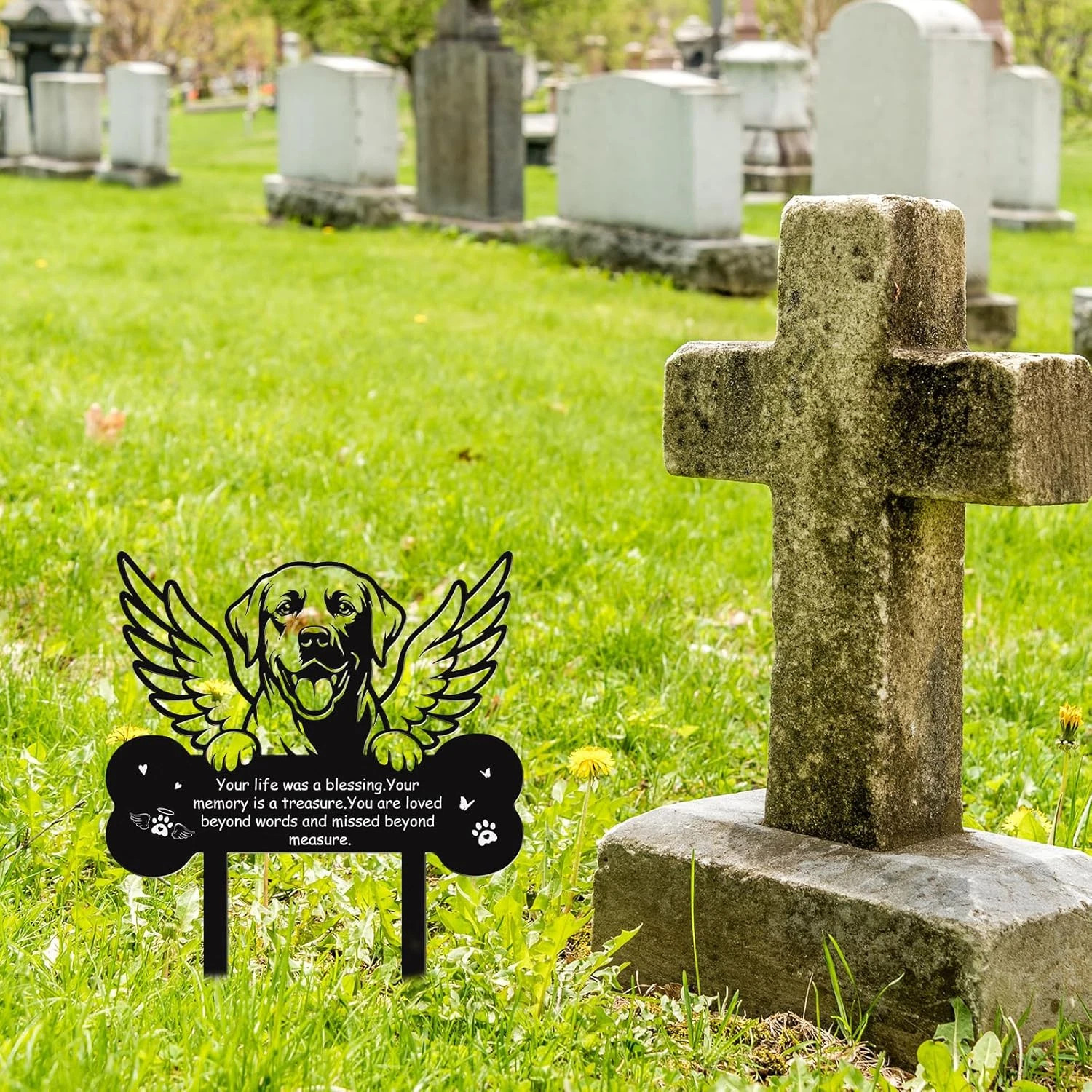 Dog Grave Markers Outdoor, Mental Pet Dog Memorial Gift Decorations Outdoor, Pet