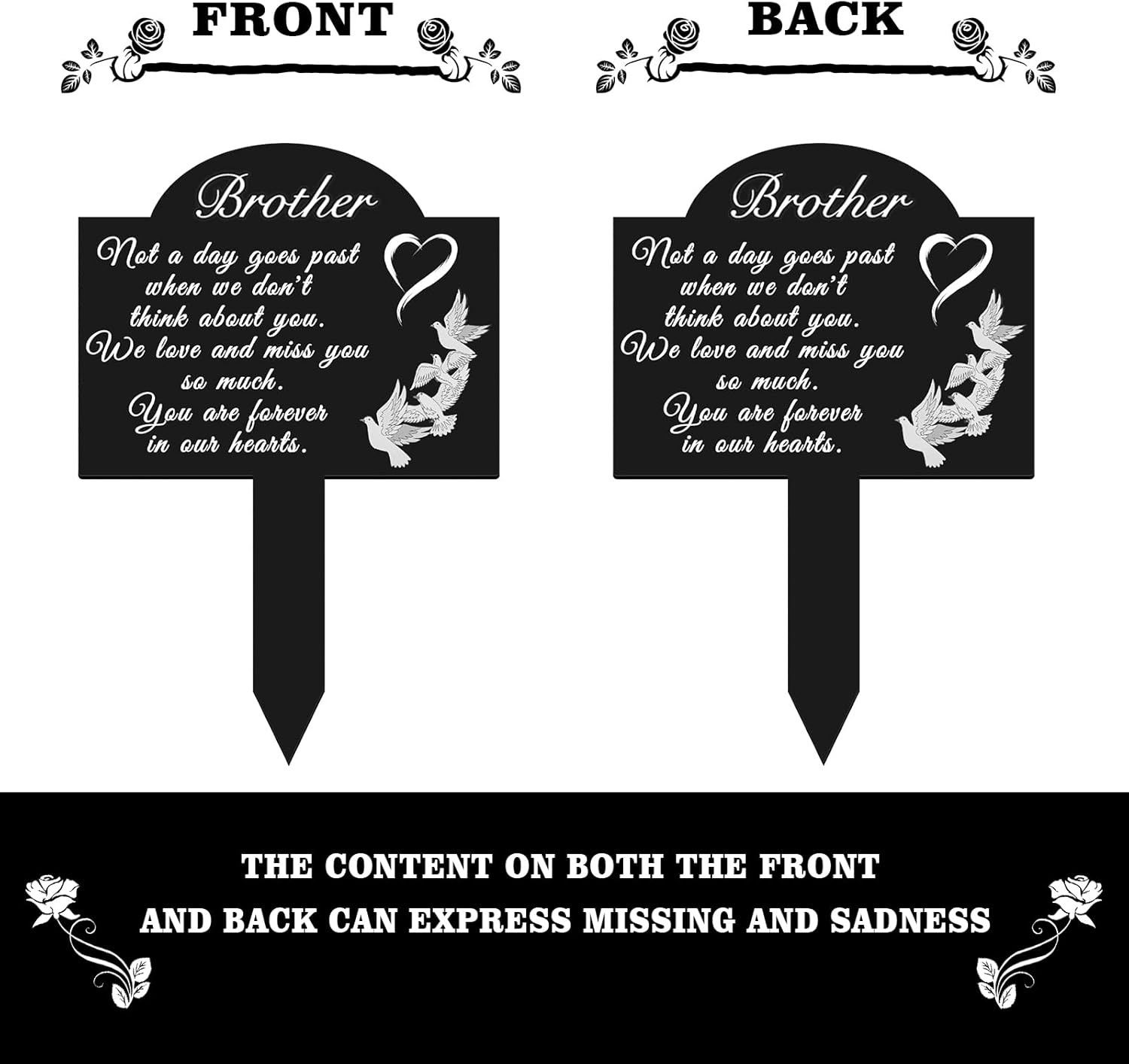 Memorial Grave Stake for – 13.8 × 7.9 Inch Metal Cemetery Decoration, Weatherpr