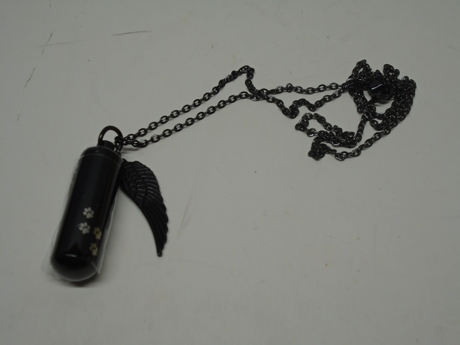 Black Angel Wing Cremation Necklace 21″ Keep Your Pet’s Memory Close w/funnel