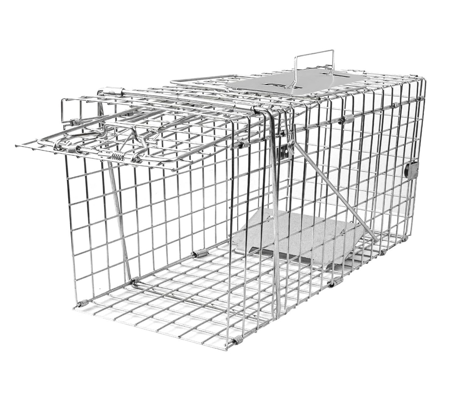 Live Animal Cage Trap, 31″ x 11″ x 12″ Heavy Duty Folding Raccoon Traps, Huma…