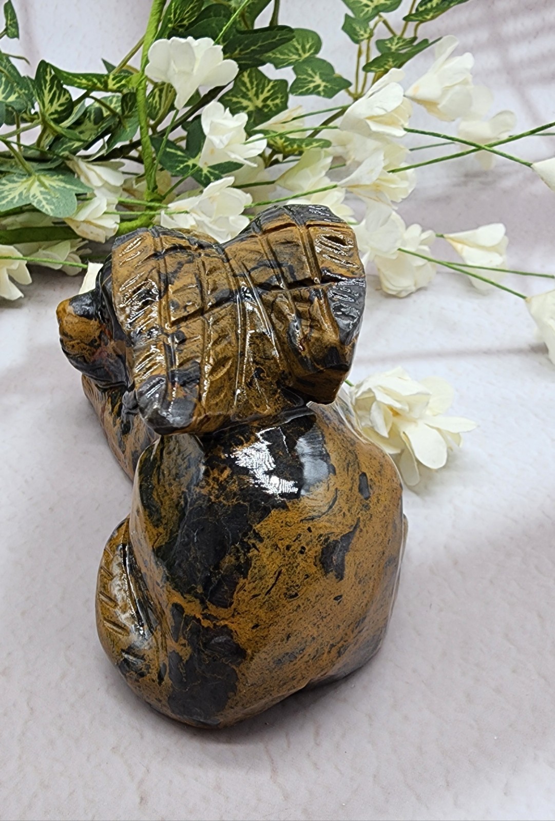 Mountain Jasper Winged Angel Dog – Pet Memorial Statue, Gemstone Pet Loss Gift