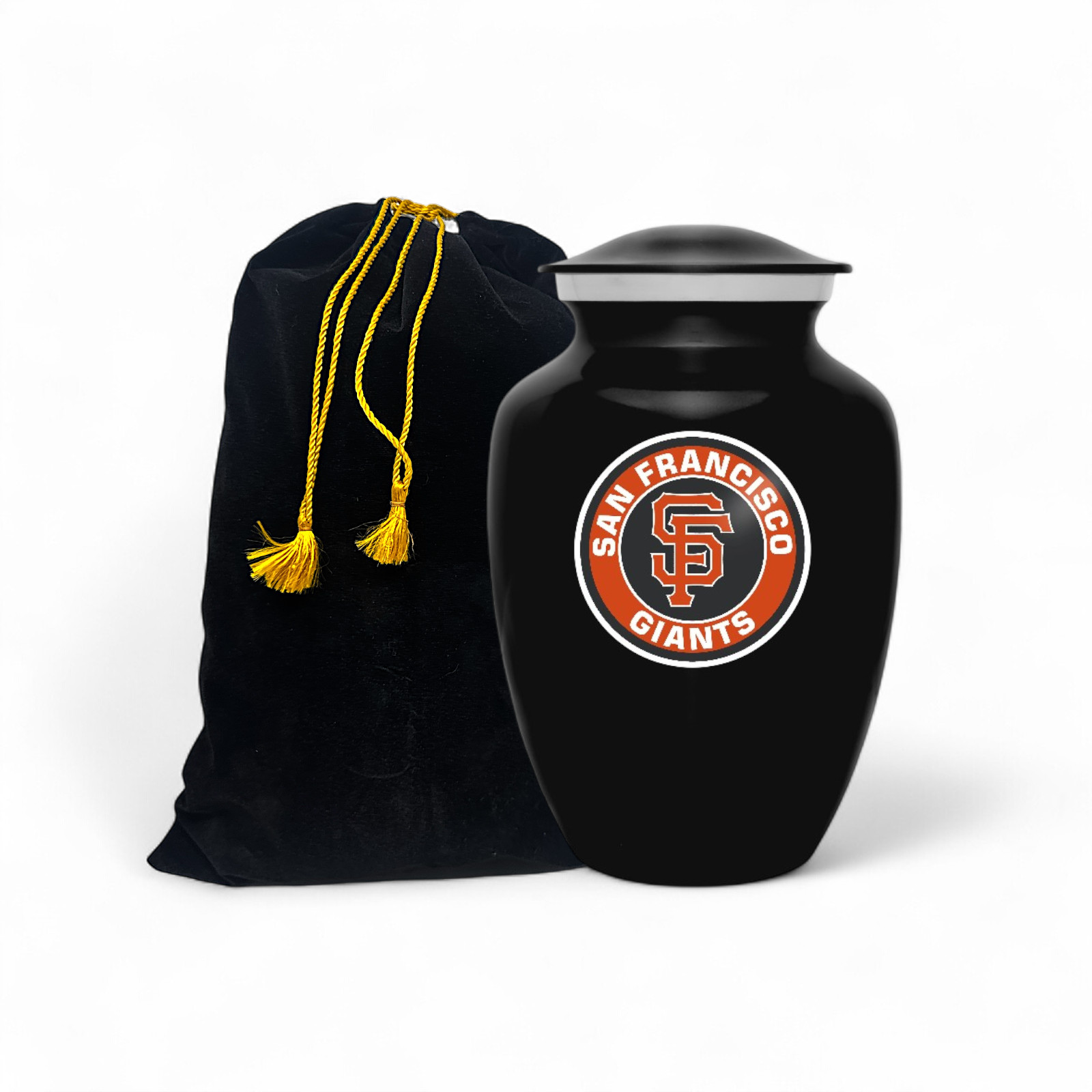 Black San Francisco Giants Baseball Style Cremation Urn Adult Ashes Metal Urns