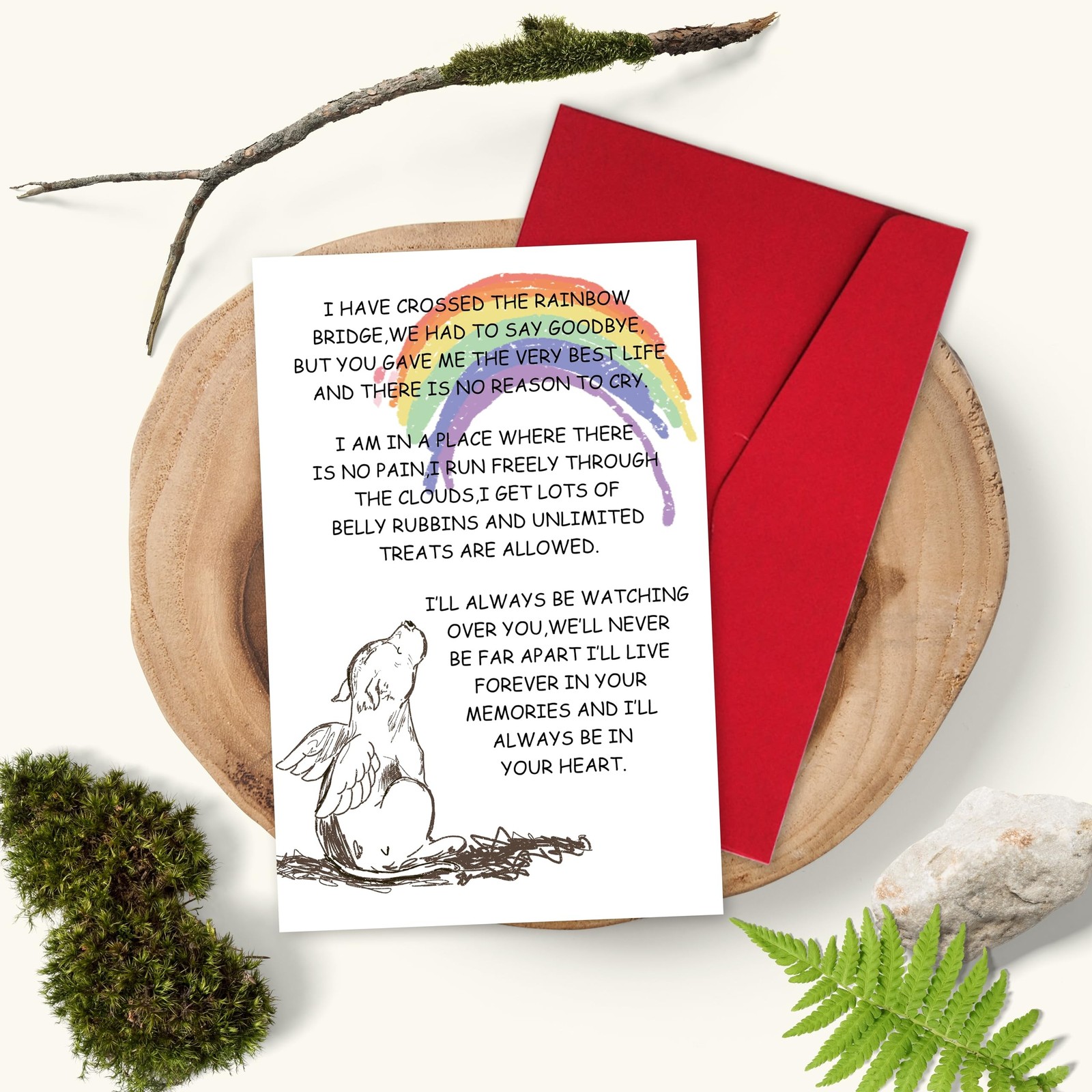 Sympathy Card for Loss of Pet Dog, Pet Loss Cards,Rainbow Bridge Condolence C…