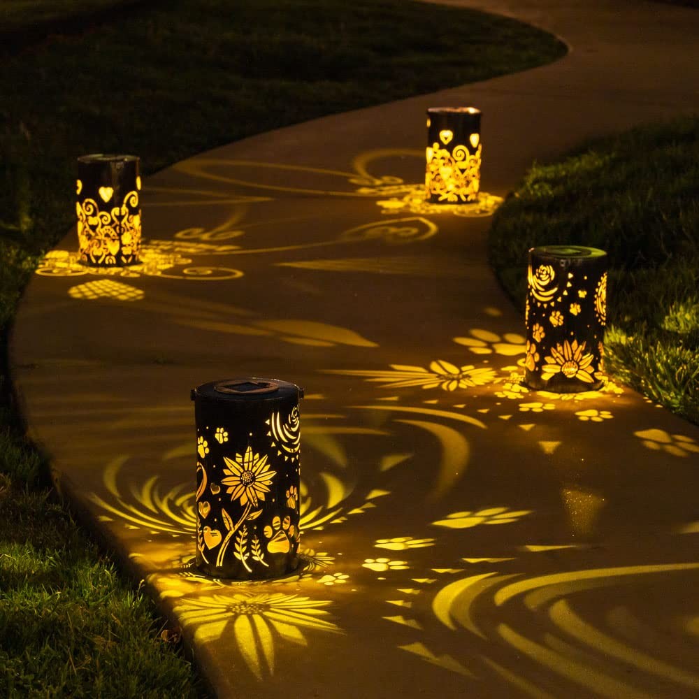 Pet Memorial Gifts – Artisan Shadow Solar Lantern ‘Sunflowers & Paws’ – This …