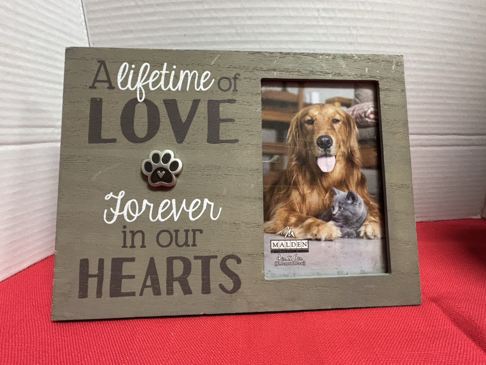 Pet Urn And Frame Reminded Memorial 7” Paw Urn Gray/ Silver And Frame Cremation