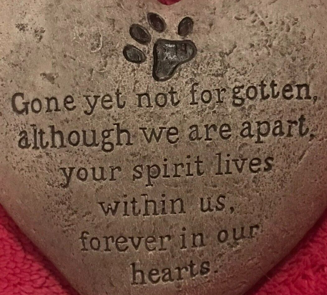 Puppy Dog Kitty Cat Heart Shaped Stone Resin Memorial Paw Print NEW!