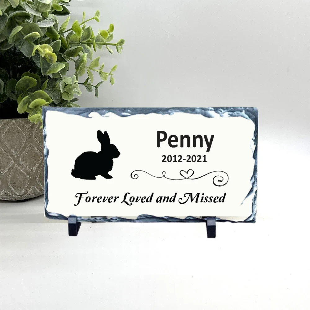 Rabbit Memorial – Personalized Pet Memorial Stone- Bunny Loss sympathy Gift