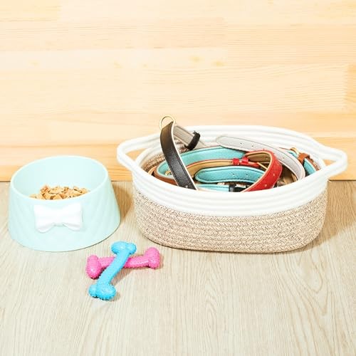 5-Piece Small Decorative Woven Storage Baskets Set for Shelves, Light Brown