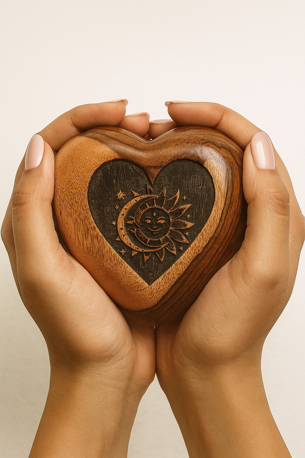 Pet Memorial Wood Urns for Dog or Cat Ashes Heart Shape Sun moon Design Urn