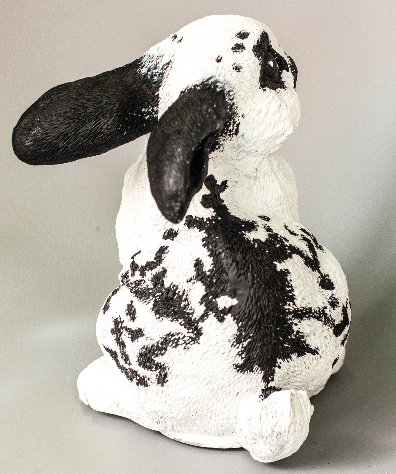 White Black Rabbit Urn Pet Ashes Bunny Statue Memorial Realistic Custom Painting