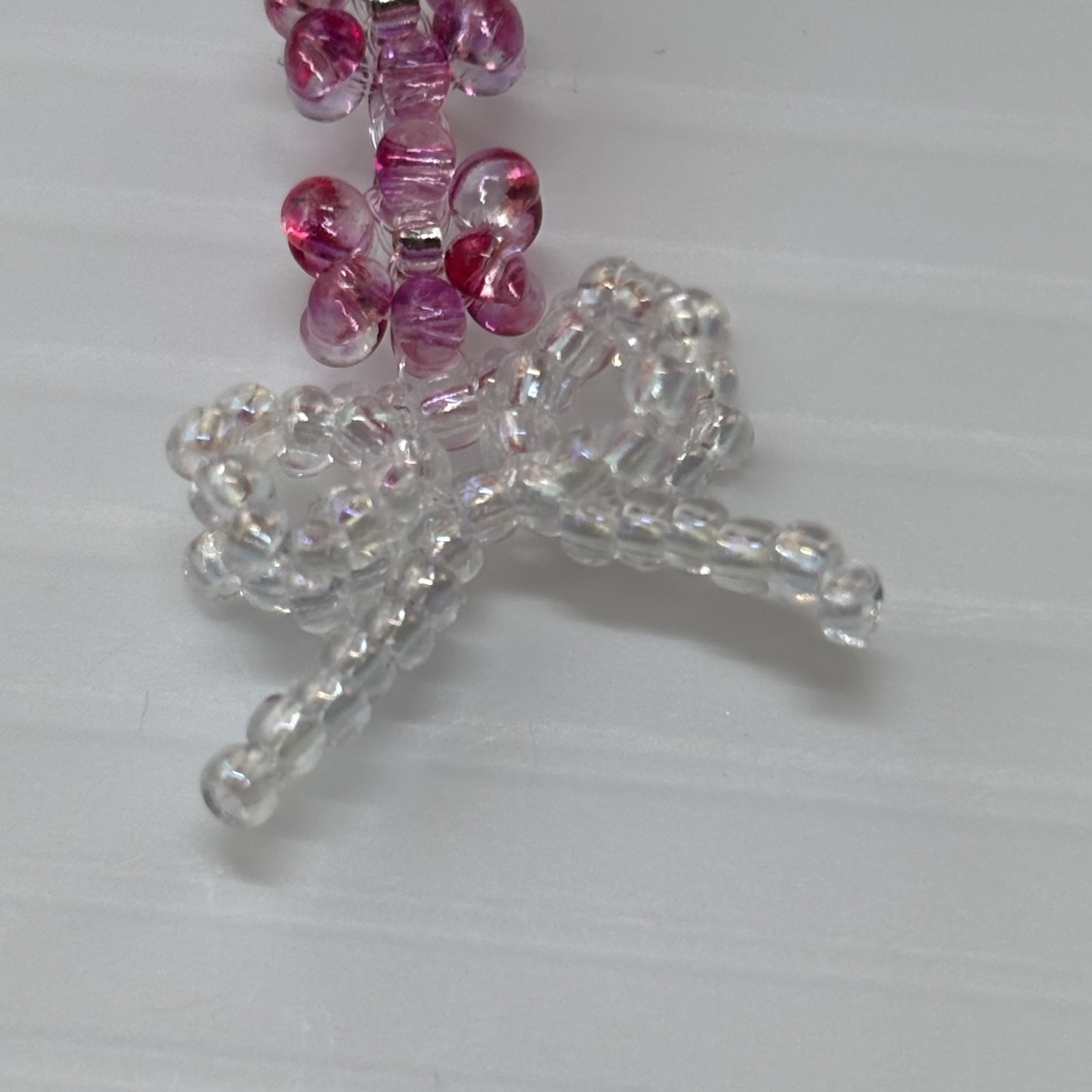 Cremation Ashes Keychain – Cremation Keepsake(pink flowers and white ribbon)