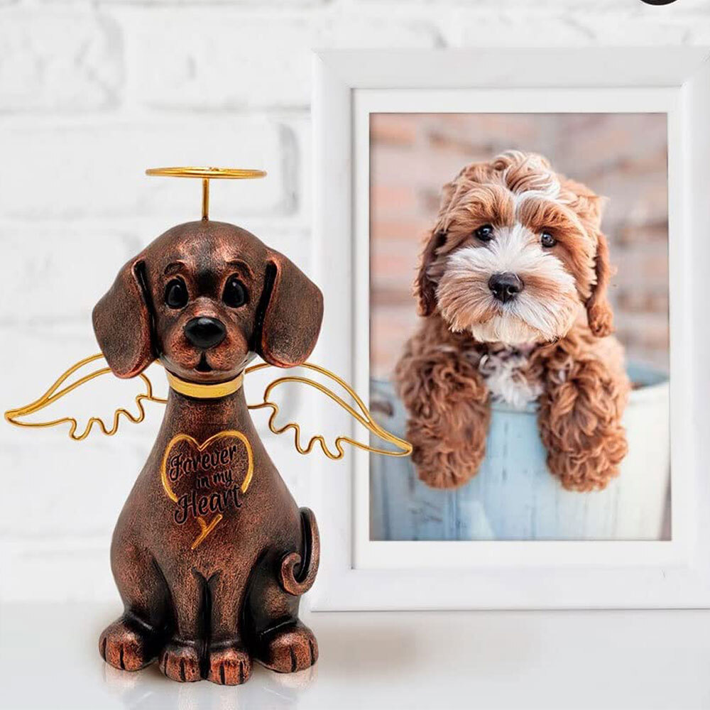 “Forever in my Heart” Pet Dog Cat Memorial Polyresin Statue With Angel Wing Gift