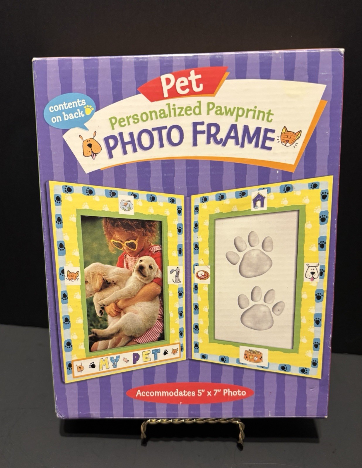 Pet Personalized Pawprint 5×7 Photo Frame Plaster Mold Stickers Instructions NEW