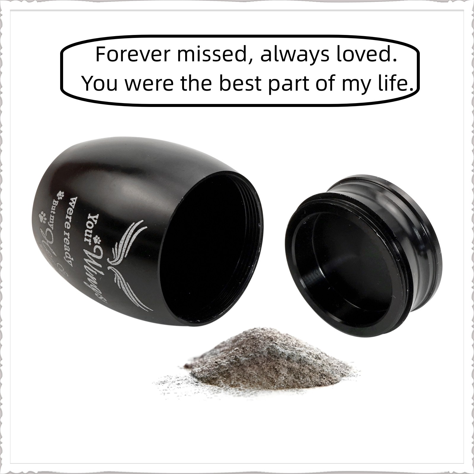 1.57 in Mini Pet Memorial Small Urns for Dog Cat Ashes Stainless Steel (Black)