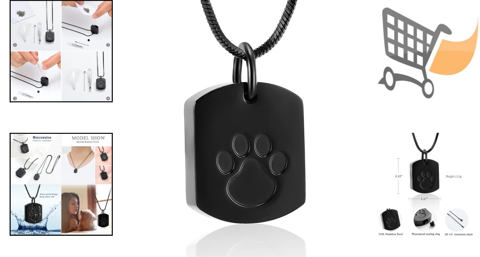 Pet Cremation Jewelry Urn Necklace Stainless Steel Keepsake for Ashes