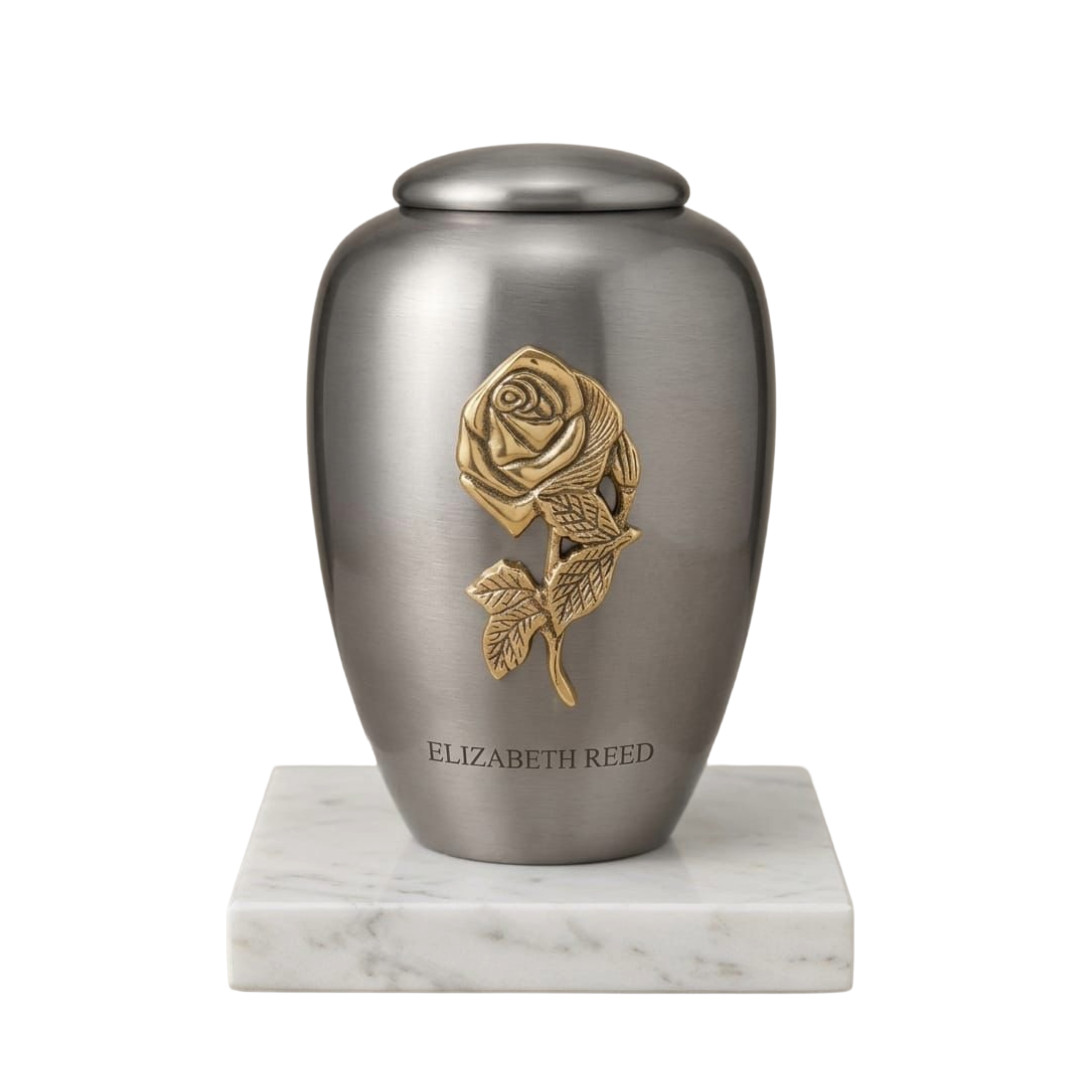 Custom Silver Cremation Urn for Human Ashes – Adult Large 190 Cu/In + Bag
