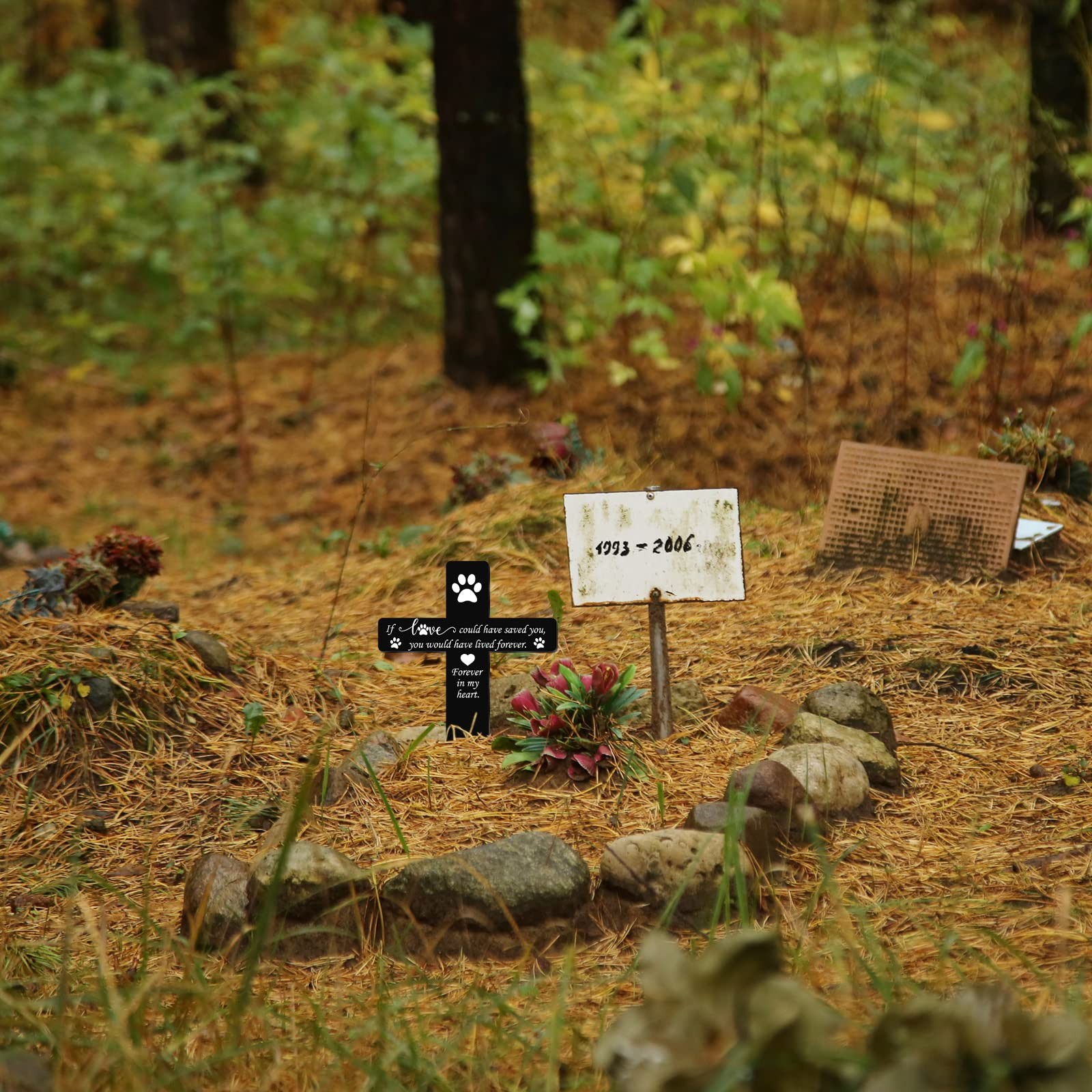 Grave Marker Cross Memorial Gifts Pet Loss Stake Memorial Plaques for Outdoors P