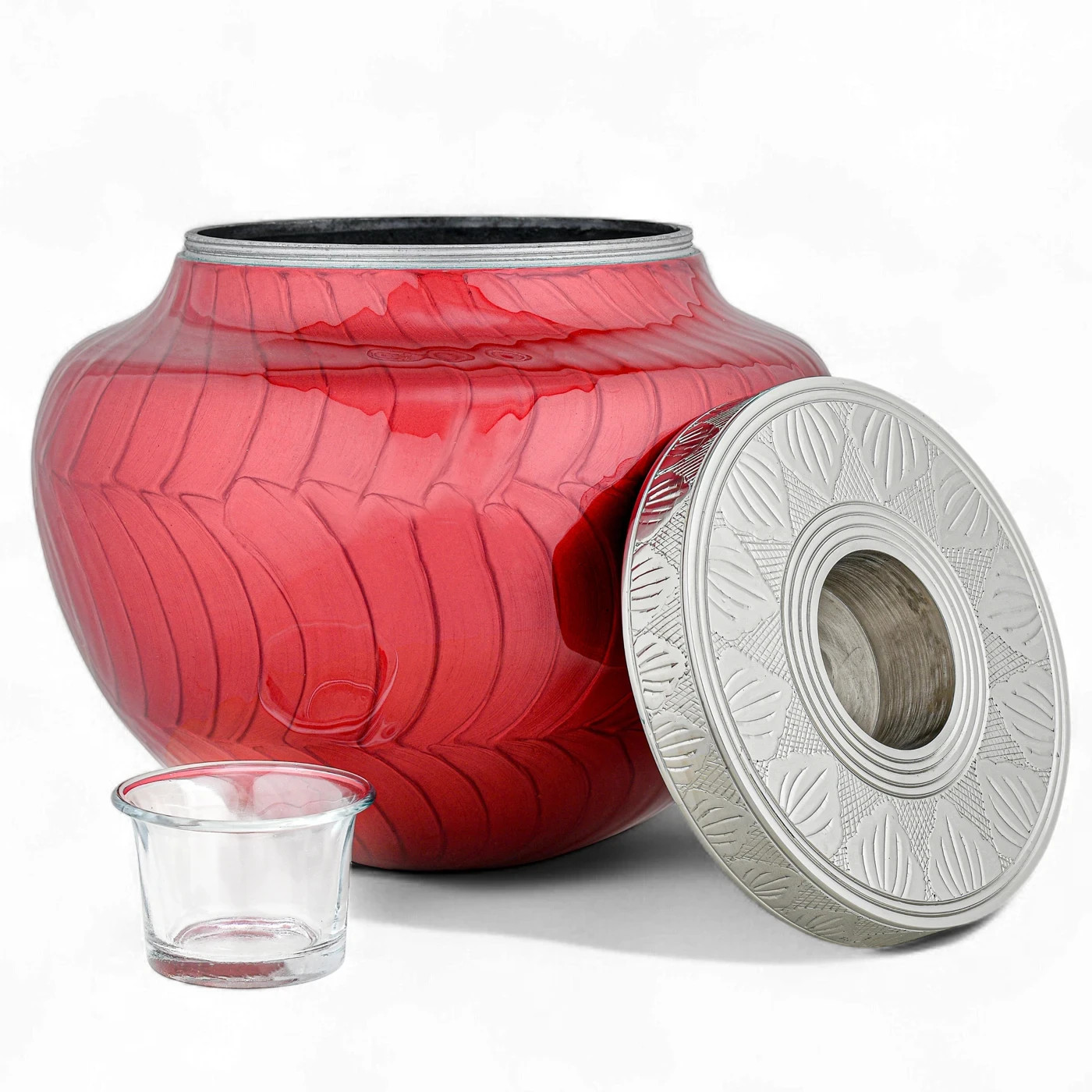 Ample Serenity Modern Red Candlelight Adult Cremation Urn for Human Ashes