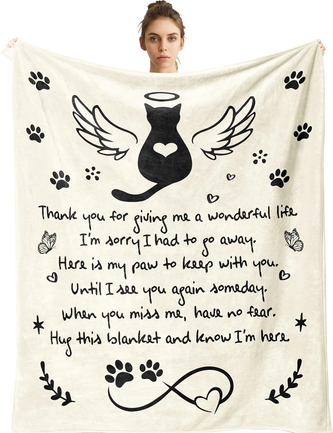 Cat Memorial Blanket 50″x60″ Sympathy Gift
